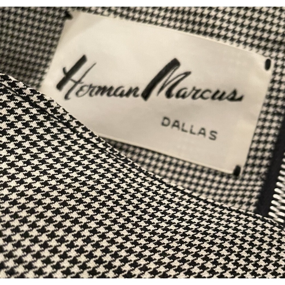 VTG 60s Houndstooth Sheath Dress Mad Men Herman Marcus Waist 26 (READ - Picture 5 of 15